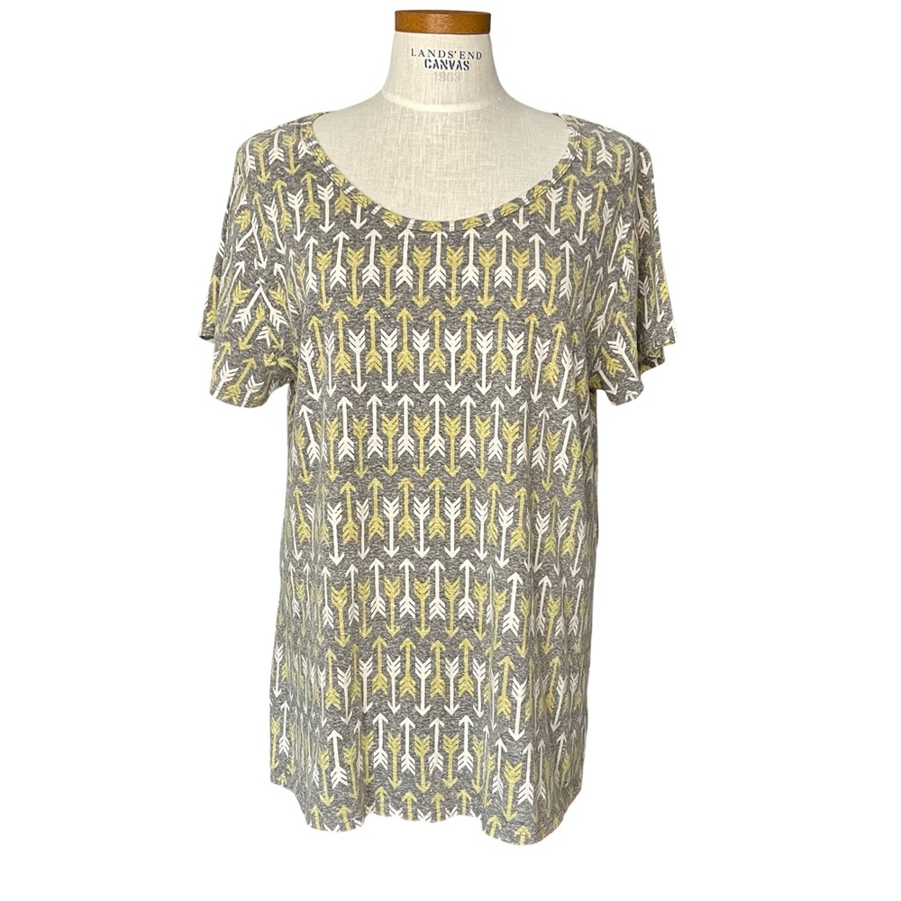 LuLaRoe Classic T Top Short Sleeve Swing Shirt Sz2X Gray Gold White